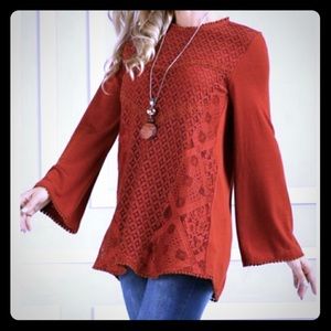 NWT Suzanne Betro burnt orange bohemian tunic